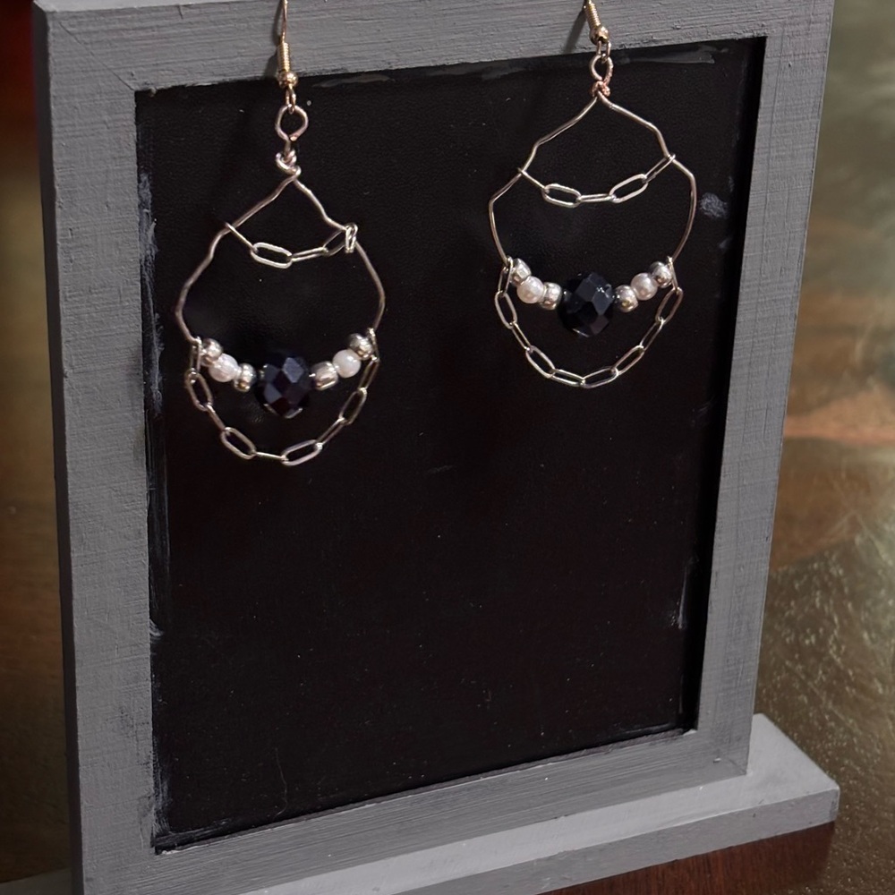 Elegant Black and Silver Dangle Earrings
